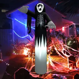 Esqueleto Inflável de Dia das Bruxas 12 FT Fantasma Assustador com Luzes LED Coloridas Yard Park