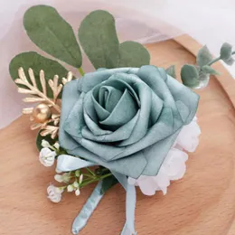 Decorative Flowers Artificial Wrist Flower Elegant Adjustable Ribbon For Wedding Party Prom Realistic Bride Bridesmaid Accessory