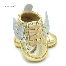 Sneakers E Bainel Spring Cute Golden Wing Soft Pu Skórzane chłopcy mody Buty niemowląt do łóżeczku wewnętrznego 230802
