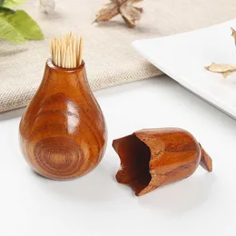 2pcs Toothpick Holders Eggplant Wooden Storage Toothpick Holder Seasoning Sugar Bowl With Lid Kitchen Tool Storage Box Home