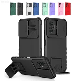 Mobiltelefonfodral Slide Camera Protection Armor Holder Fall för Samsung Galaxy S22 Ultra S21 Plus S20 Fe A53 A12 A73 A72 A52 Note 20 Bracket Cover L230731
