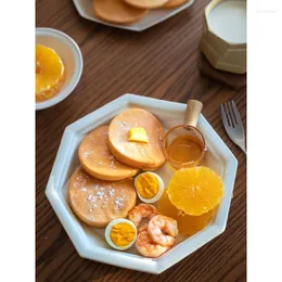 Płytki Ceramiczny kolor Ceramiczny 8,5 -calowy ośmiokąt Nowoczesny prostota pojemnik na śniadanie Sałatkę Sałatkę owocową