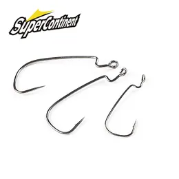 Fishing Hooks Supercontinent Offset with big rings Carbon Steel Crank tackle Worm With eyes Ring 20pcs 230802