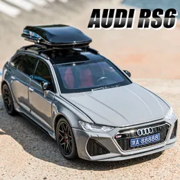 Diecast Model Car 124 RS6 Avant Station Wagon Alloy Car Model Diecast Metal Toy Vehicles Car Model Simulation Sound and Light Kids Toys Gift 230802