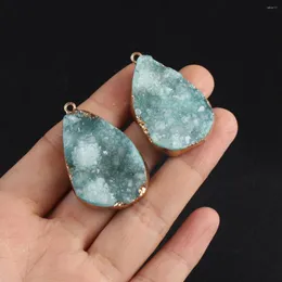 Pendant Necklaces 2 PCS Water Droplets Shape Natural Crystal Druzy Cluster Reiki Healing Jewelry Making DIY Necklace Earring Accessories