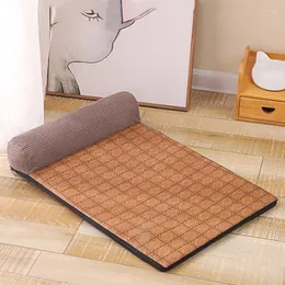 Canis de verão cama para gato casa tapete de vime para cachorro canil sofá almofada tapete para animais de estimação cama para gato