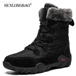 Boots New Winter Plush Men Snow Boots Waterproof Leather Men's Boots Outdoor Non-slip Men Sneakers Brand Men Hiking Boots Size 38-48 L230802