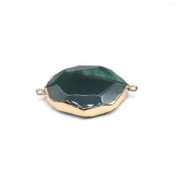 펜던트 목걸이 자연 스톤 펜던트 금도금 Green Dragon Scale Agate 커넥터 DIY 여성 목걸이 공예품