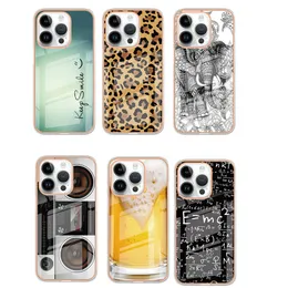 2.0MM IMD Soft TPU Plating Case Para Iphone 15 Plus 14 Pro MAX 13 12 11 8 7 iPhone15 Fashion Radio Mathematical Function Smile Beer Leopard Elephant Mobile Phone Back Cover