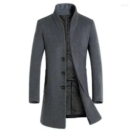 Mäns jackor Autumn Winter Brand Men ull blandar rockar mode fast färg mitten lång överrock lyxig affär coase coat s-3xl