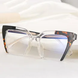 Occhiali da sole in plastica con mezza montatura in titanio anti luce blu montature per occhiali ottici da donna Tr90 occhiali da vista per computer quadrati grandi di moda