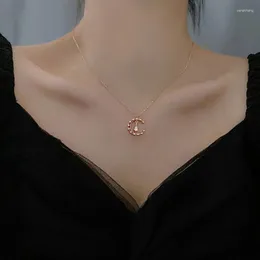 Kedjor Moon Water Drop Cubic Zirconia Silver Color Necklace For Women Girls Korean Fashion ClaVicle Chain Jewelry SN2470