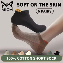 Men s Socks MiiOW 6 Pairs Lot Cotton Short Set Summer Breathable Male or Women Mesh Invisible Sock Cut Ankle Sokken Gift 230802