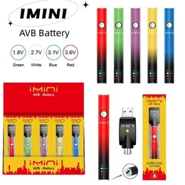 Authentic Imini AVB Button Bateria 350MAH Zmienne napięcie wstępne VV z 4 poziomami Ustawienie dla 510 wkładów Vape Pen w polu wyświetlacza od producenta Direct Direct