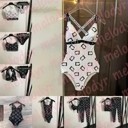 Dames Badmode Set Letter Print Eendelig badpak Zomer Ademend Sexy Yoga Sportkleding Fitnesskleding