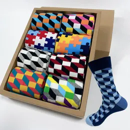 Men S SOCKS 5 10 Par Lot Pack Set Men Women Business Classic Lover Christmas Cartoon rolig Geometric Happy Cotton High Quality 230802