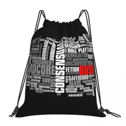 School Bags BDSM Words Cloud Backpacks Multifunction Portable Drawstring Bundle Pocket Sports Bag Book For Man Woman 230801