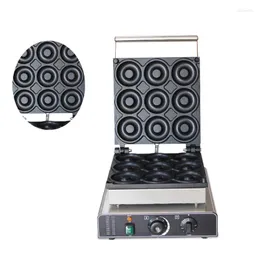 Ekmek Yapımcıları Ticari 9 Delikli Donut Machine Waffle Maker Yapışmaz Mini Yapım Ekipmanı