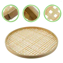 Dinnerware Sets Bamboo Sieve Wood Platter Weaving Storage Basket Container Fruit Tray Snack Child Holder