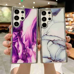 Casos de telefone celular Gradient Marble Plating Phone Case Para Samsung Galaxy S23 S22 S21 Ultra Plus A54 A34 A14 A24 A53 A13 5G 4G Shockproof Soft Cover L230731