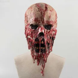 Maschere per feste Horror Bloody Skull Mask Cosplay Scheletro spaventoso Full Face Maschere in lattice Casco Halloween Party Costume Puntelli L230803