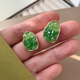 Studörhängen Grön Gradient Crystal for Women 2023 Trend Korean Spring Luxury Oregelbundet Zircon Geometric Jewelry