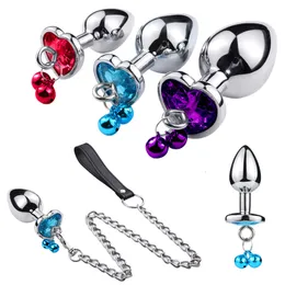 Anal Toys Traction Chain Bell Anal Plug Metal Anal Beads Crystal Anus Expander Erotic Beads Butt Plug Sex Toys for Women Gay Bdsm 230803
