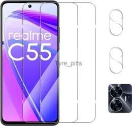 Mobiltelefonskärmsskydd 2.5d 9h härdat glas för Realme C55 -skärmskyddskameralinsfilm för Realme C55 RMX3710 X0803