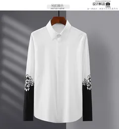 Recién llegado, camisas informales de manga larga con bordado de un solo pecho para primavera y otoño de algodón a la moda para hombre, camisas de talla grande MLXL 2XL 3XL 4XL