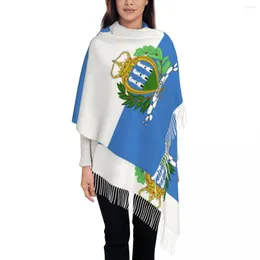 Scarves Personalized Printed San Marino Flag Long Pile Fringe Men Scarf Women'S Anti Chill