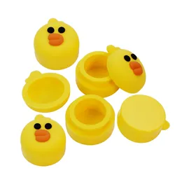 Storage Bottles 5ml 10pcs Yellow Duck Style Jars Silicone Dab Jar Nonstick Heat Resisting for Smoking Pipes Cig Paste Containers Reusable Durable