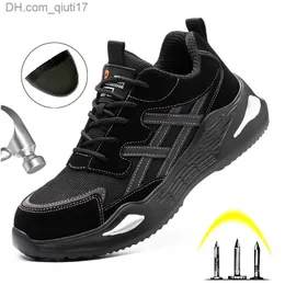 부츠 Waliantile Disivisible Safety Shoes 남자 산산이 부서지는 강철 발가락 작업 부츠 스포츠 신발 남성 천공 산업 안전 신발 Z230803