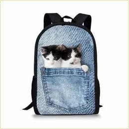Spring Poached Cat Series 2 Men's and Women's Ins Casual Oxford 3d Printed Backpack 230815