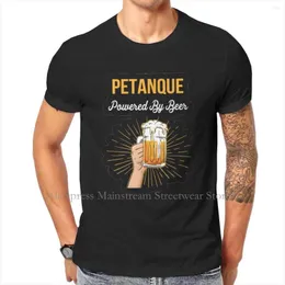 Moletons masculinos Beer Lover Petanca Gift Powered By Sticker Player Camiseta clássica gótica verão grandes camisetas masculinas de algodão