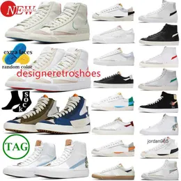 2024 أحذية Blazer Shoes Natual Shens Mens Designer Shoe Platform Sneakers Allazers عتيقة متعددة الألوان الرمان العالي Jumbo Pink Mid 77