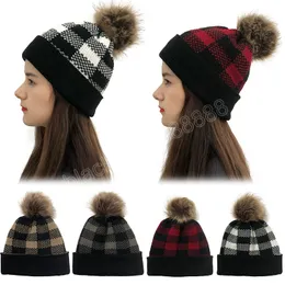 Bola de Lã Chapéu de Malha para Crânio Feminino Inverno Quente Chapéu de Luxo para Mulheres Boné Esqui ao Ar Livre Meninas Chapéu Gorros Chapéu de Neve de Natal