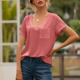 Polos Polos Plain Lose Kieszanki T-shirt damskie TEE TEE TEE Summer Ladie