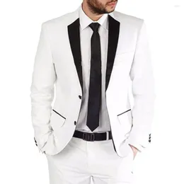 Men's Suits Costume Homme Mariage 2023 Tailored White Wedding Tuxedos Groomsmen Mens Groom Man Blazer (Jacket Pants)