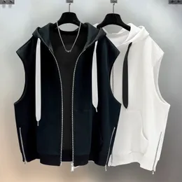 Herrenwesten Herren-Weste mit Kapuze, ärmellose Jacke, Baumwoll-Cardigan, Designer-Outdoor-Sport-Oberbekleidung, modische lockere Frühlings- und Herbst-Streetwear 230803