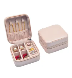Portable Zipper PU Leather Travel Jewelry Storage Box Anelli Orecchini Collana Organizer Gift Display Case Holder Package Boxes 6 C6482555