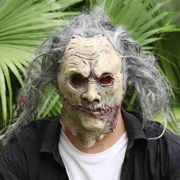 Máscaras de festa Assustador Walking Dead Máscara de Cabeça de Zumbi Látex Arrepiante Traje de Halloween Horror Sangrento Adulto Decoração de Halloween Adereços L230803