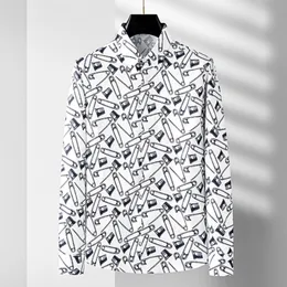 2023 Brand Printed Shirts Men High Quality Casual Business Dress Shirt Slim Fit Long Sleeve Social Party Tuxedo Camisa Masculina