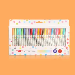 Markers Jianwu 3pcs eller 5pcsset Japanese Stationery Zebra Mild Liner Double Headed Fluorescent Pen Hook Color Mark Cute 230803