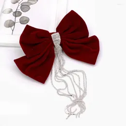 Hair Clips Japanese And Korean Retro Personality Red Velvet Bridal Clip Spring Big Bow Tassel Top Accessories