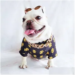 犬のアパレルペット服夏ドルTシャツコートフランスのビルドッグベスト小型犬猫衣類ドロップ製品T200710 DERVILIOM HOME GA DHQB2