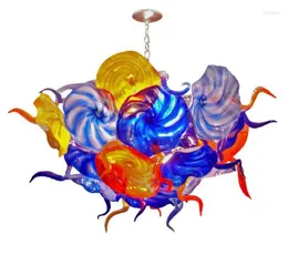 Chandeliers Colorful Flower Chandelier Lighting AC LED Light House Elegant Style Home Hand Blown Glass