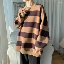 Felpe con cappuccio da uomo Uomo Donna Classica coppia a righe O-Collo Felpa allentata Primavera Autunno Uomo Hip Hop Streetwear Casual Trend Pullover