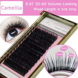 Falska ögonfransar Camellia Eyelash 3D 6D 0 07 CULLELED EYCLASS Förlängning Blandad längd Integrerad ögonfrans Strip Fancy Packaging Box 230802
