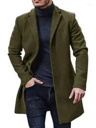 Trench Coats Masculino Casaco de Lã Moda Masculina Comprimento Médio Boutique Pure Color Negócios Casual Lã Masculino Sofisticado Slim Vento