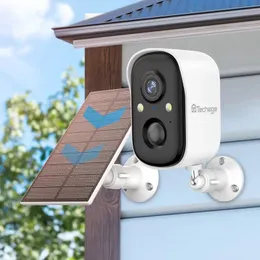1pc Techage Solar Security Outdoor Wireless Camera, Bateria 1080P WiFi Câmera inteligente à prova de intempéries com holofotes de visão noturna colorida, alarme de sirene, detecção de movimento AI